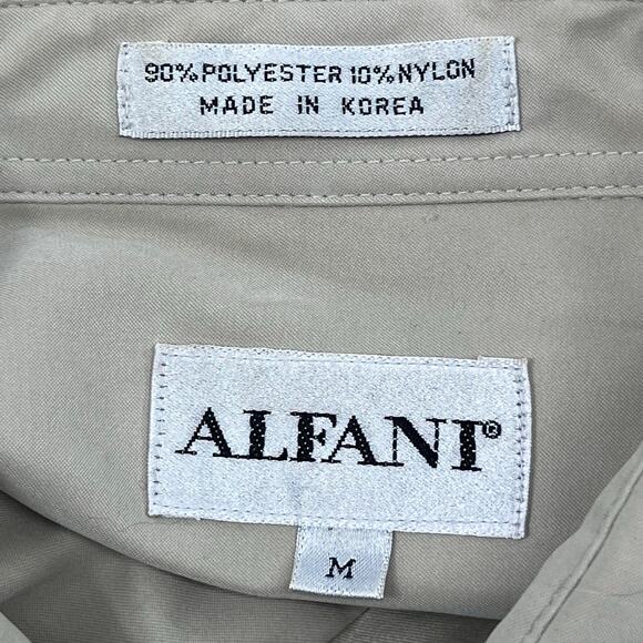 Vintage Alfani Tan Long Sleeve Collared Button Up Dress Work Business Shirt Med - Picture 3 of 7